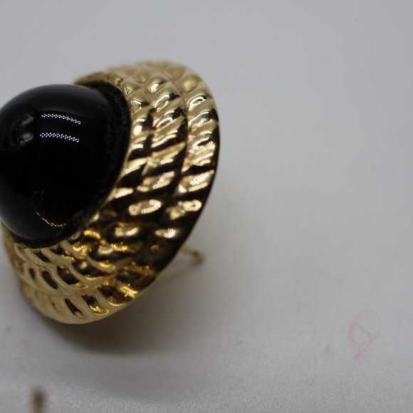 Stunning Large 14K Gold and Onyx Earrings - Omega Backs - Picture 4 of 11